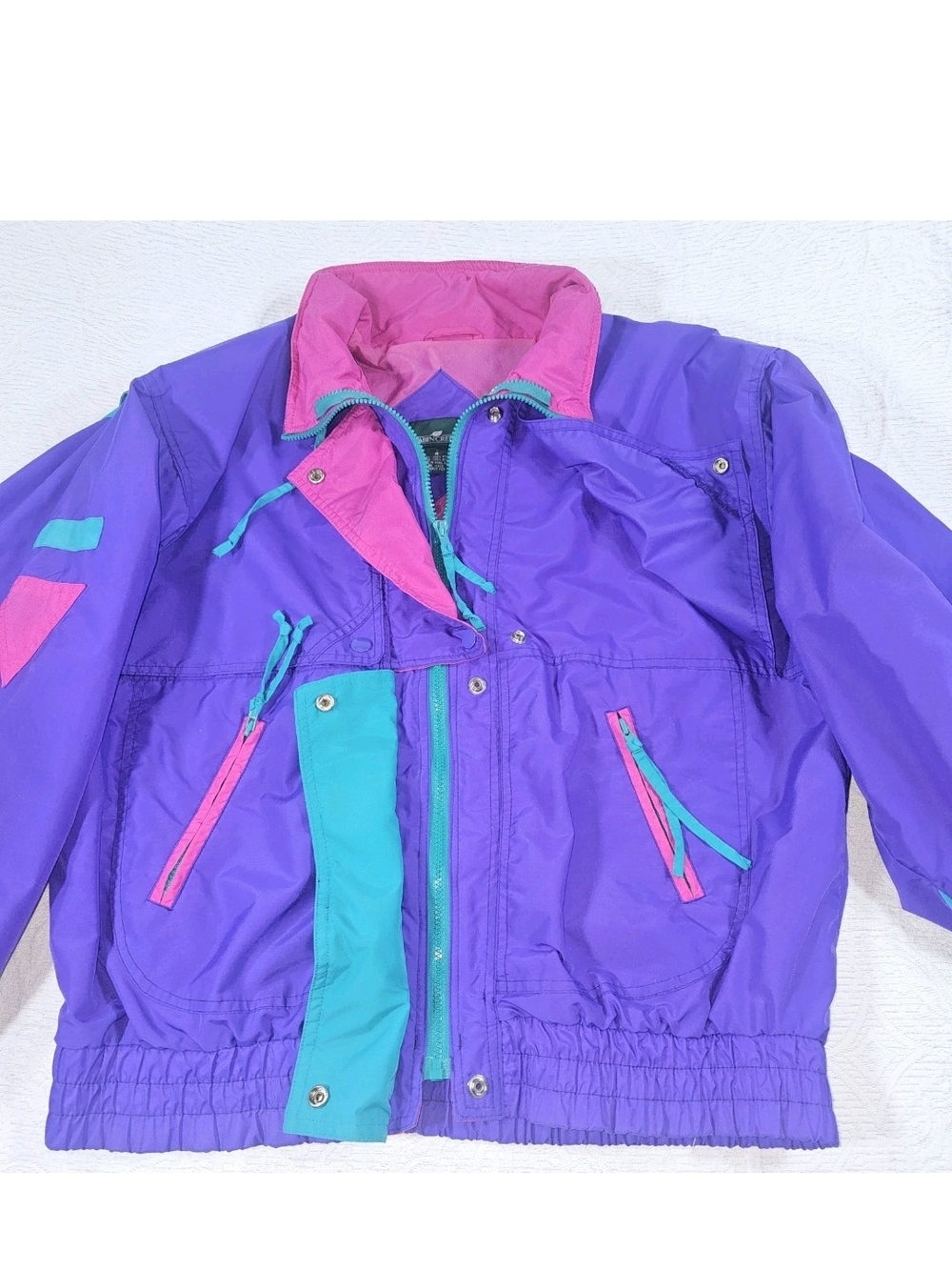 Vintage 90s Cabin Creek Jacket Coat Womens Zip PurpleColorblock Windbreaker M